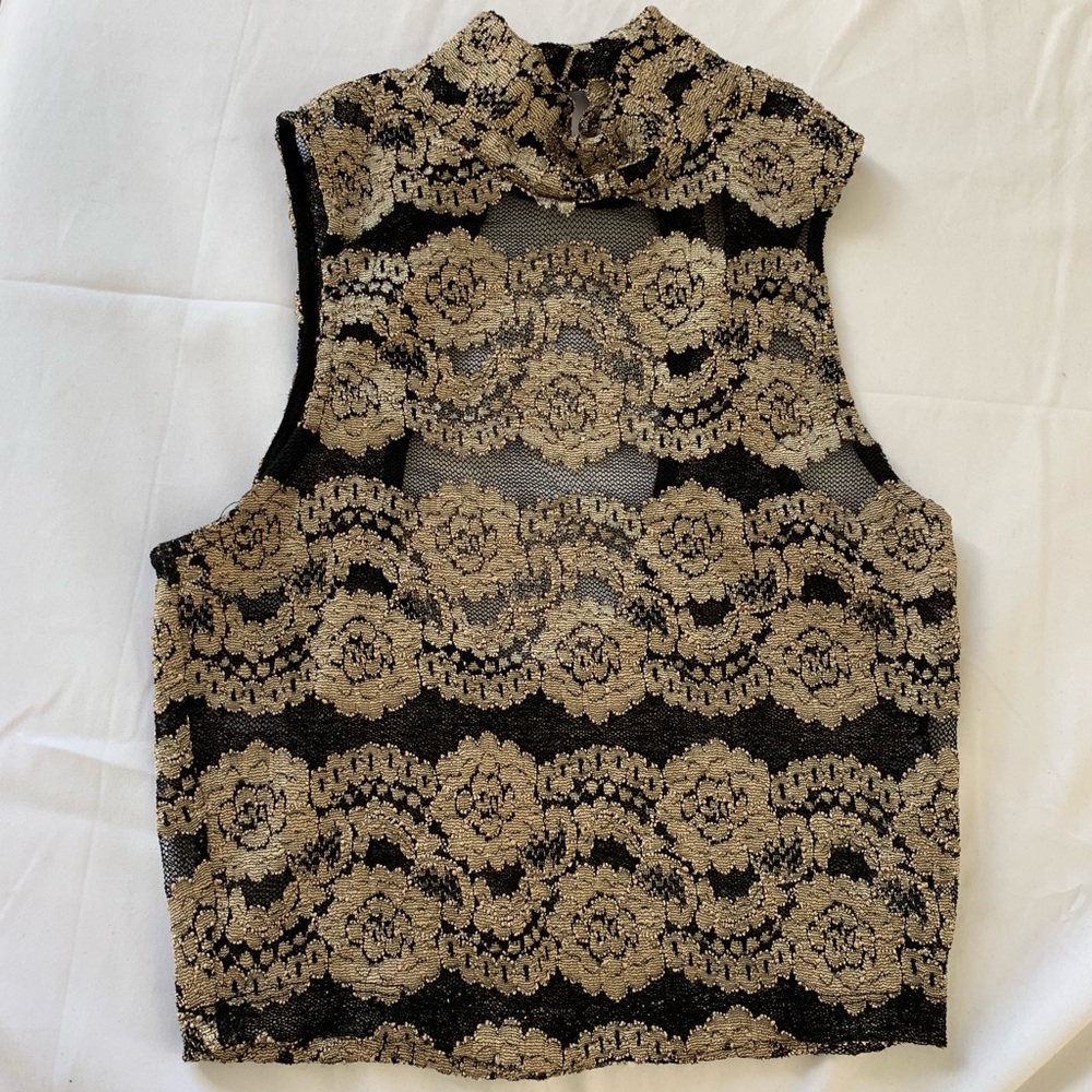 Gold and Blk lace shirt